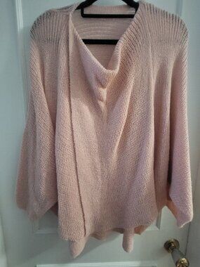NWOT Oversized Batwing Knit Sweater Poncho in Soft Baby Pink - One Size